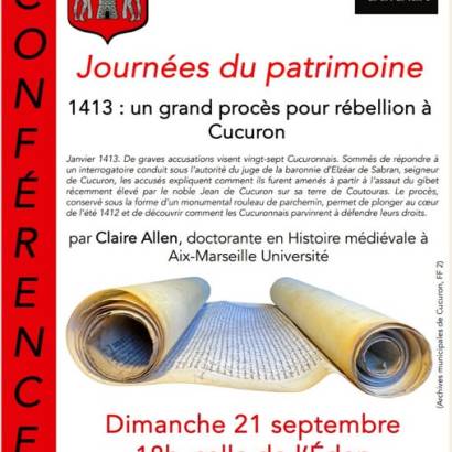 Journées européennes du patrimoine à Cucuron Journées européennes du patrimoine à Cucuron