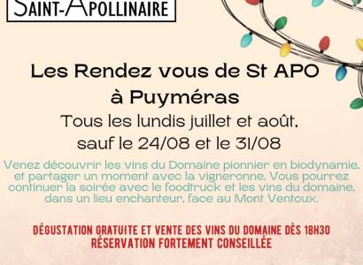 Les rendez-vous Vin du Domaine St Apollinaire