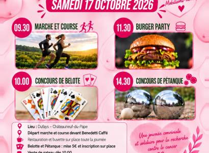 Octobre Rose : Burger party, marche rose, concours boules et belote