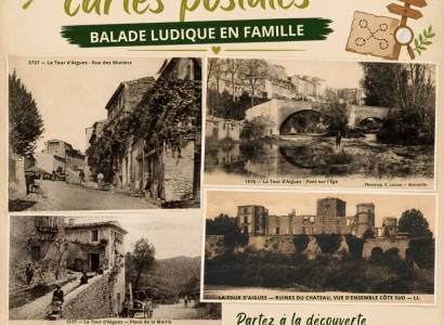 Sur les traces des cartes postales : balade ludique en famille à La Tour d'Aigues
