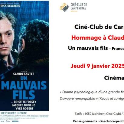 Ciné-club de Carpentras : Hommage à Claude Sautet Le 9 janv 2025