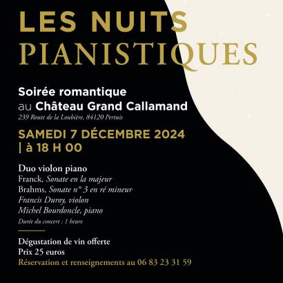 Soirée romantique au château Grand Callamand, duo... Le 7 déc 2024