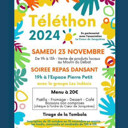 Téléthon 2024 : Soirée repas dansant Le 23 nov 2024