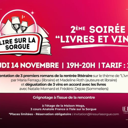 2ème soirée "livres et vins" Le 14 nov 2024