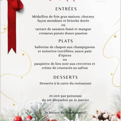 Menu de fête au Bistrot de Châteauneuf