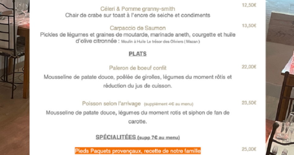 Menu spécial 