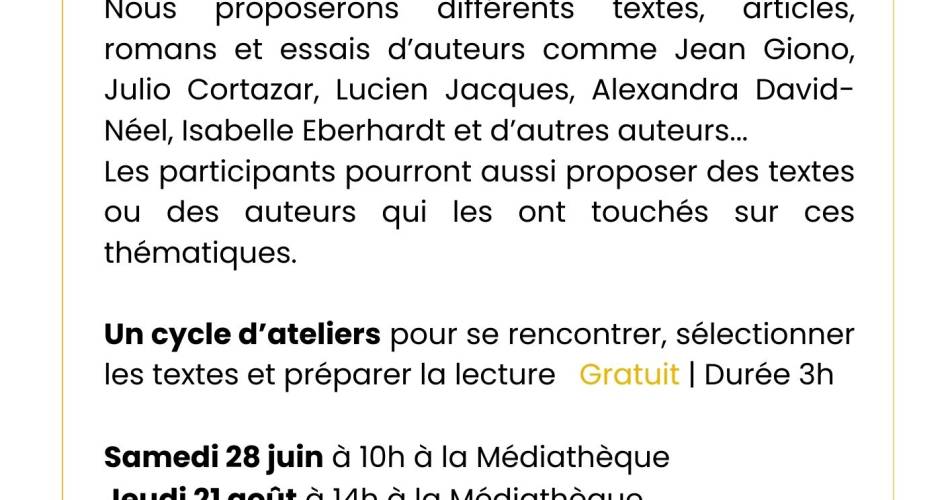 Ateliers de lecture participative & publique autour du Luberon, de la marche et du paysage@MédiathèqueApt