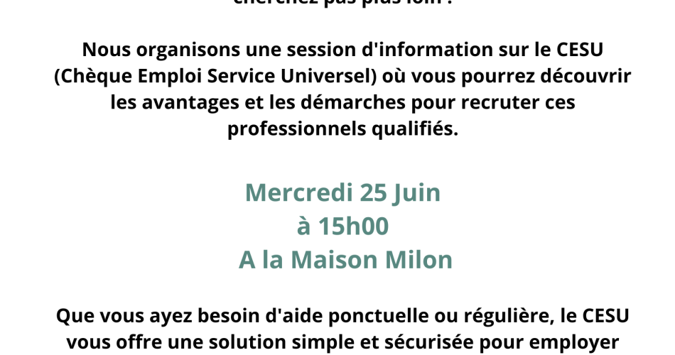 Information sur le CESU@Espace Maison Milon