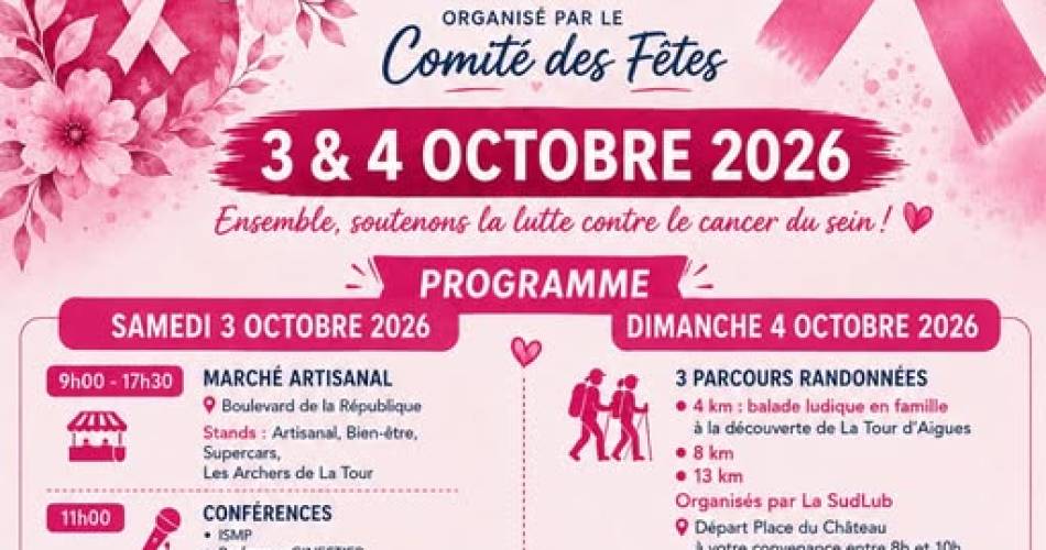Octobre Rose organisé par le Comité des Fêtes de La Tour d'Aigues@Octobre Rose organisé par le Comité des Fêtes de La Tour d'Aigues_La Tour-d'Aigues