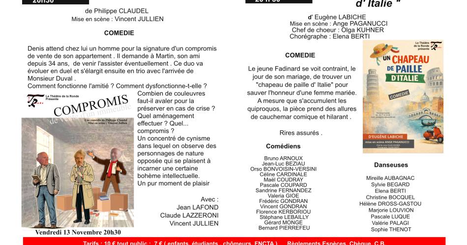Comédies par le Théâtre de la Ronde@Théâtre de la Ronde