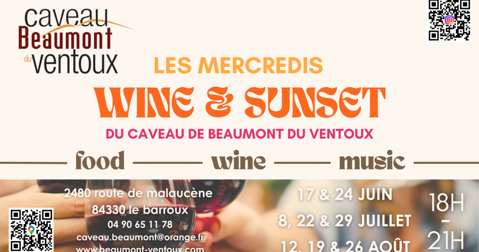 Les Mercredis Wine & Sunset@Caveau de Beaumont