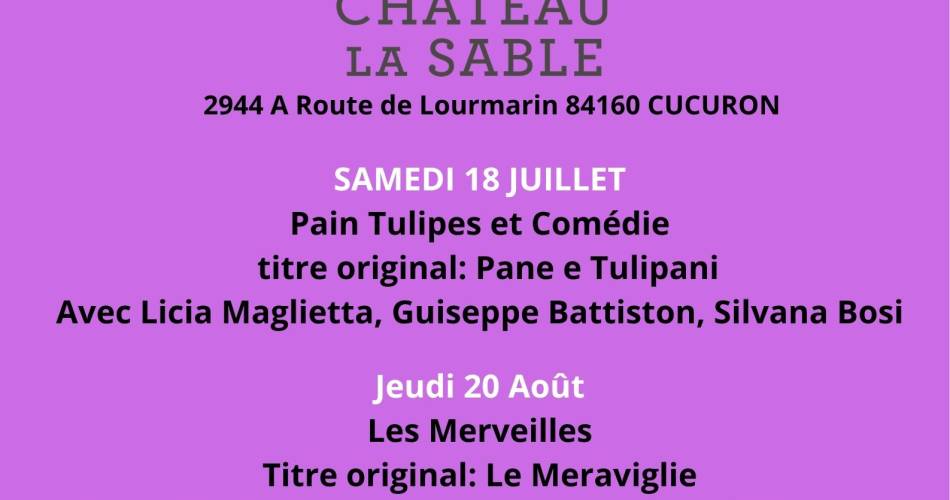 Cinéma en plein air - l'Italie au féminin à Château La Sable@libre
