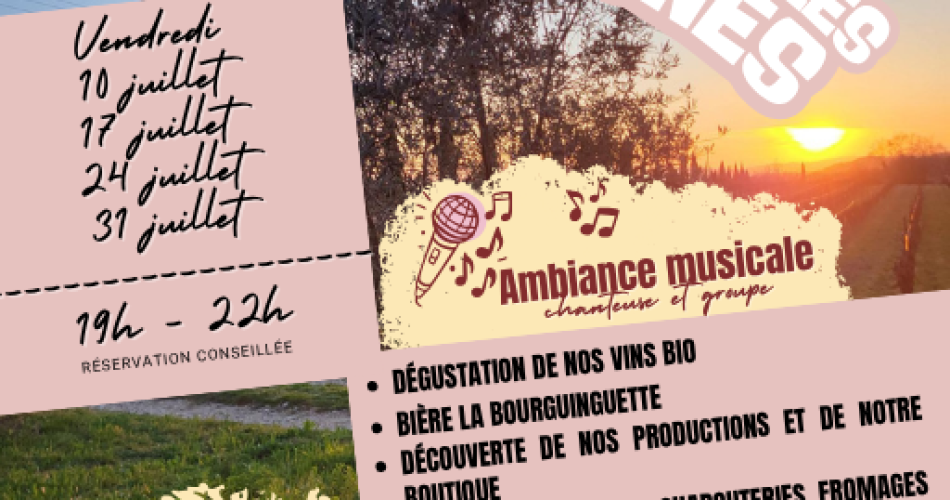 WINE & APÉRITIF EVENINGS IN THE VINEYARDS at Grand Réal in La Bastidonne@Association La Bourguette