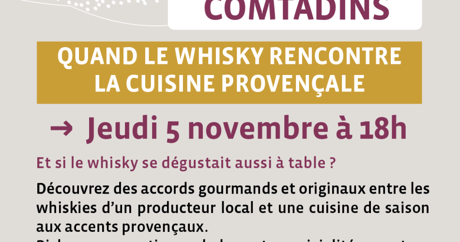 Apéro comtadin : Quand le whisky rencontre la cuisine provençale@Ventoux Provence Tourisme