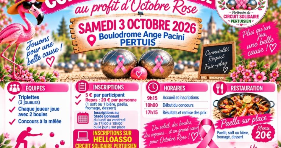 Concours de pétanque Octobre rose@Concours de pétanque Octobre rose_Pertuis