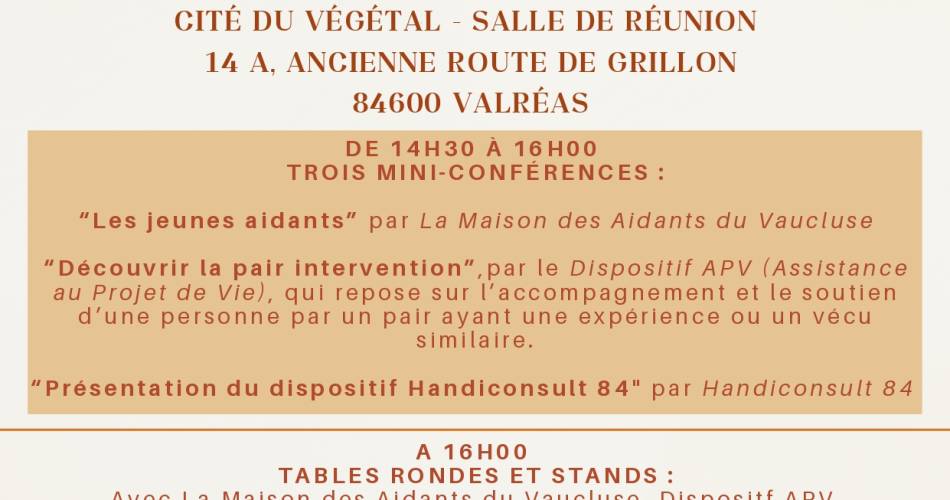 Journée nationale des aidants: "La santé mentale de tous les aidants"@Ville de Valréas