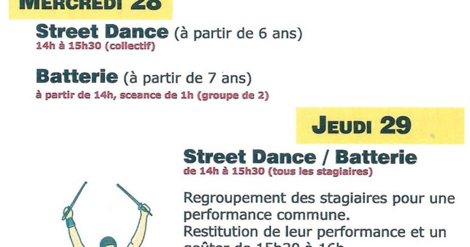 Stage de Street Dance et Batterie@©Association Prélude Sault