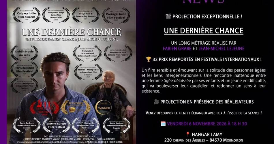 Cinéma - "Une dernière chance"@© Duo84 Productions